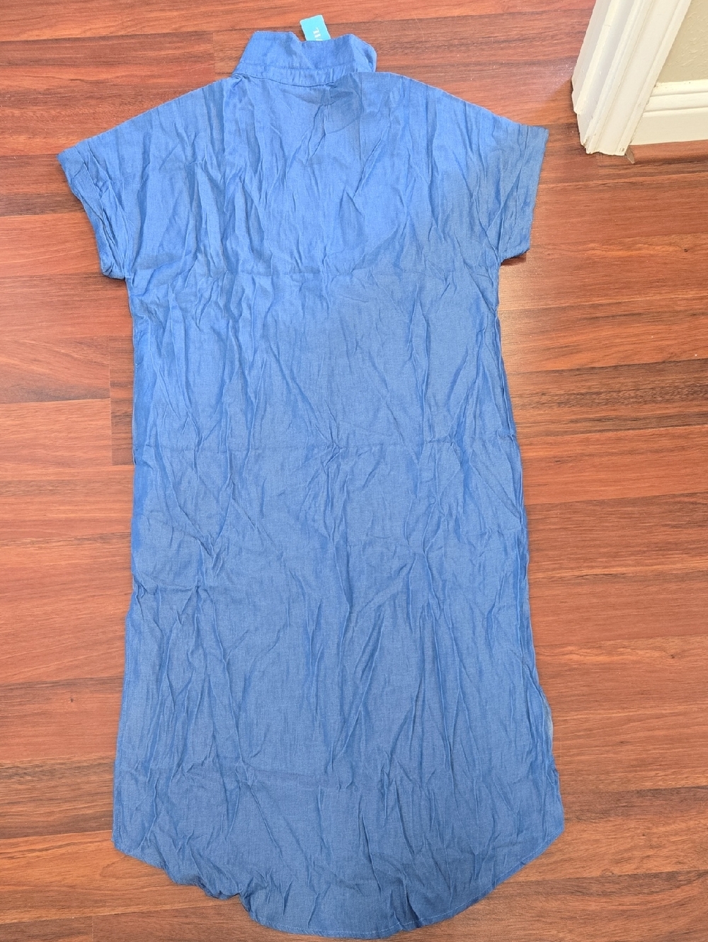 Popvil Chambray Button-Front Shirt Dress in Blue Size Large NWT Has Pockets - Picture 8 of 9